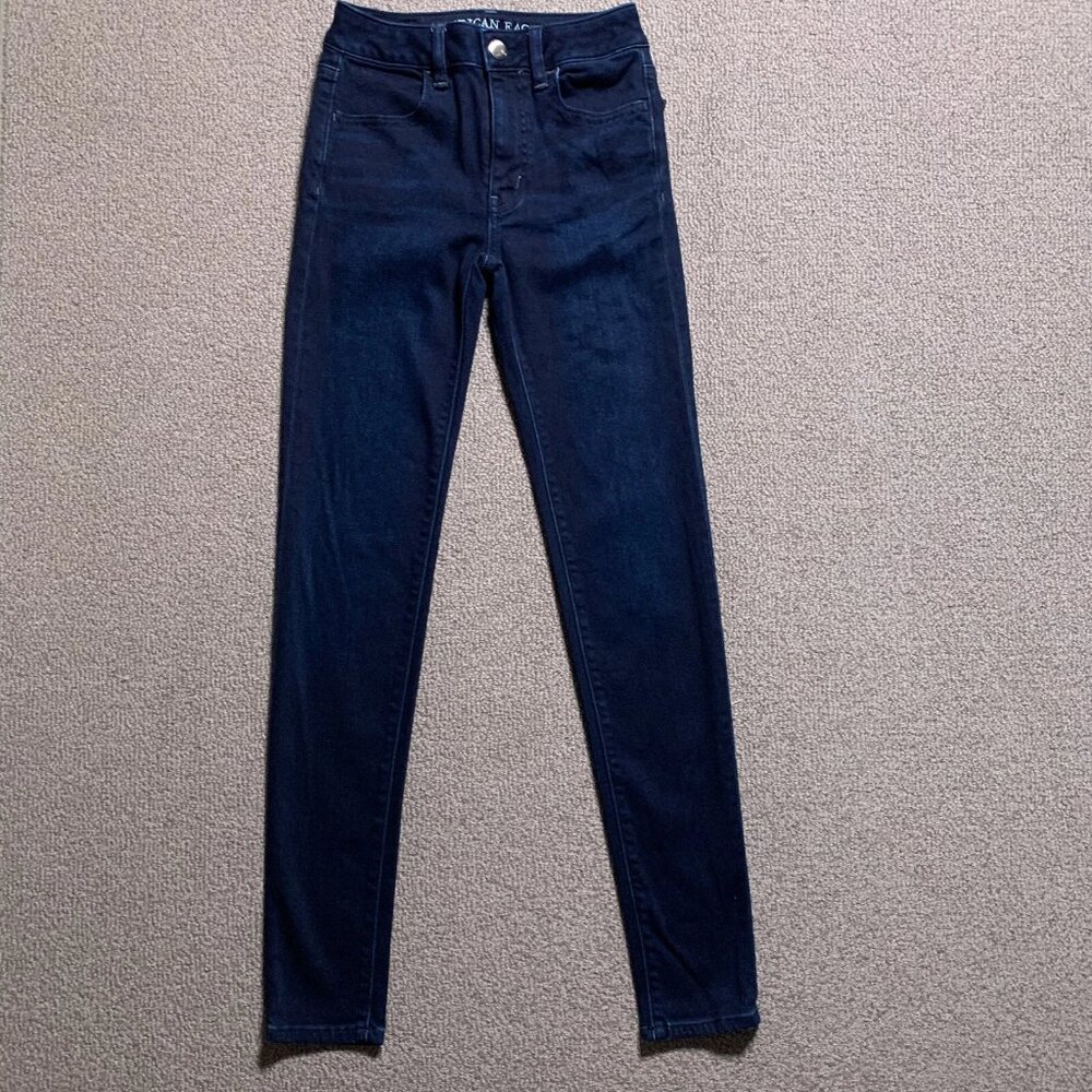 American Eagle Women's Blue Skinny High-Waisted Jeans